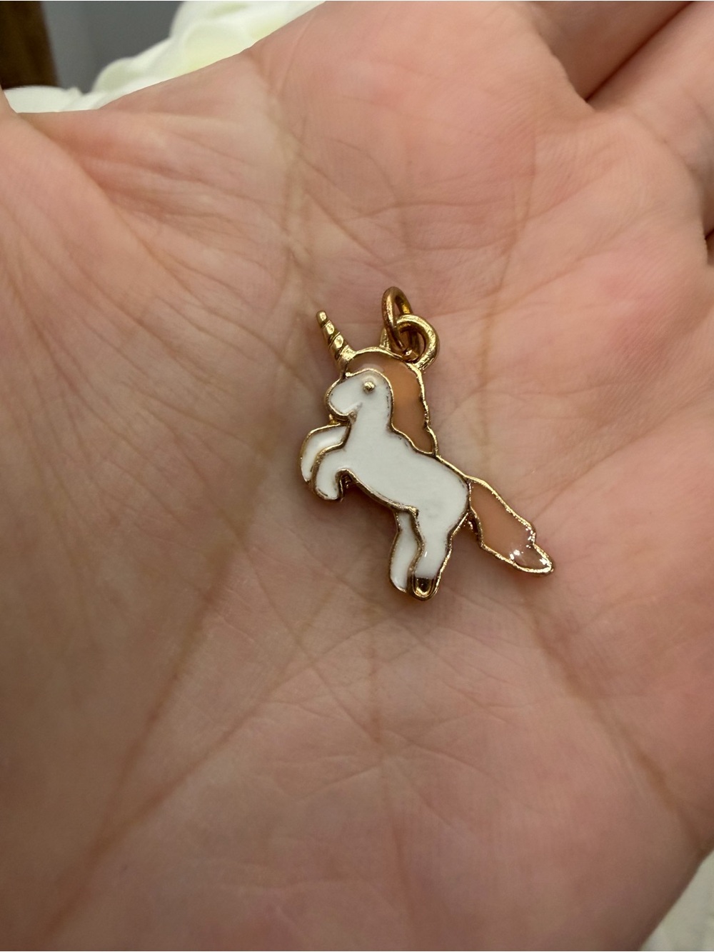 Gold tone and White Unicorn Charm - Small Pets Accessory
